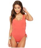 Vince Camuto Riviera Solids Lace-up U-neck One-piece Swimsuit W/ Removable Soft Cups (papaya) Women's Swimsuits One Piece