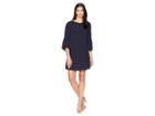 Vince Camuto Elbow Ruffle Sleeve Soho Pindot Dress (classic Navy) Women's Dress