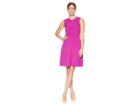Tahari By Asl Sleeveless Fit Flare Dress W/ Modified V-neck And Waist Detail (fuchsia) Women's Dress
