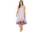 Nally & Millie Sleeveless V-neck Multi Stripe Dress (cloudy Plum) Women's Dress