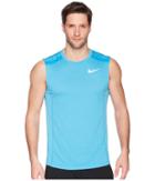 Nike Breathe Cool Miler Top Sleeveless (equator Blue/heather/equator Blue) Men's Sleeveless