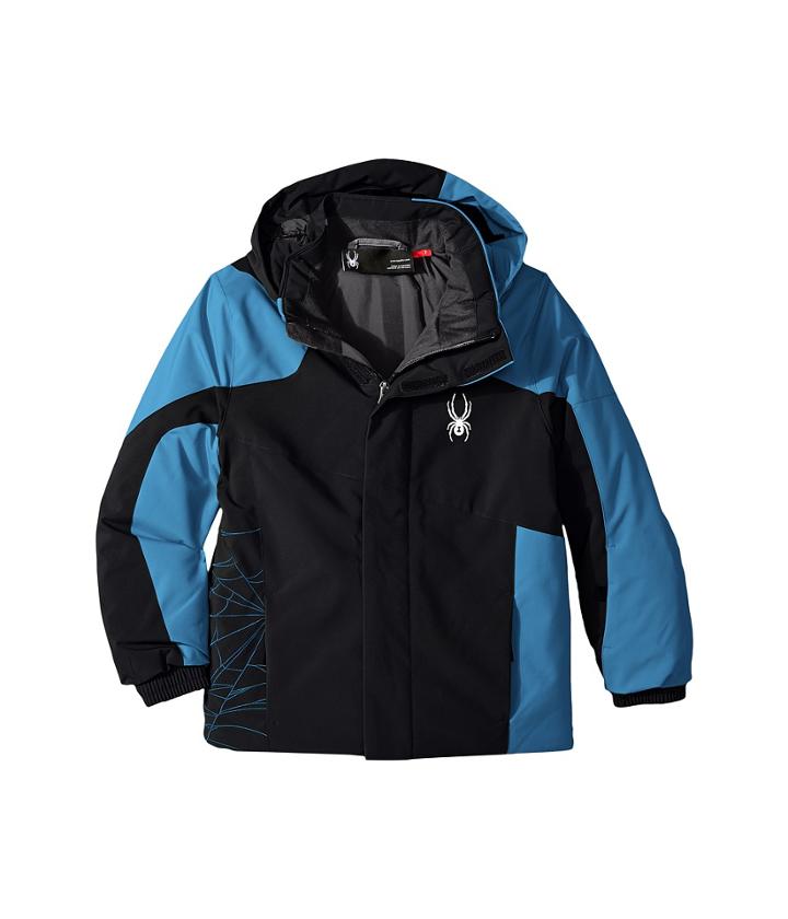 Spyder Kids Mini Guard Jacket (toddler/little Kids/big Kids) (black/french Blue) Boy's Coat