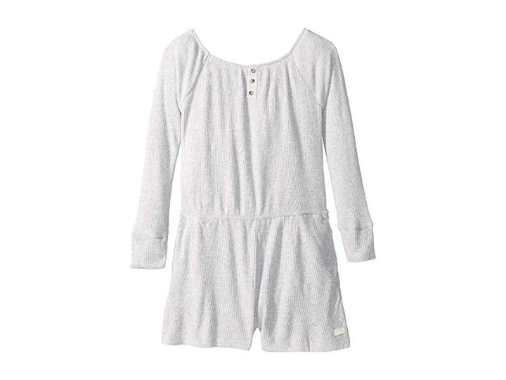 7 For All Mankind Kids Brushed Rib Knit Romper (big Kids) (heather Grey) Girl's Jumpsuit & Rompers One Piece