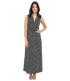 Vince Camuto Sleeveless Speckle Graphic Halter Maxi Dress (rich Black) Women's Dress