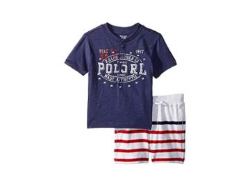Ralph Lauren Baby Cotton Henley Shorts Set (infant) (boathouse Navy) Boy's Active Sets