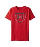 Under Armour Kids Baseball Logo Short Sleeve Tee (big Kids) (red/metallic Silver) Boy's Clothing