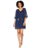 Lucky Brand Peasant Tassel Dress (navy Multi) Women's Dress