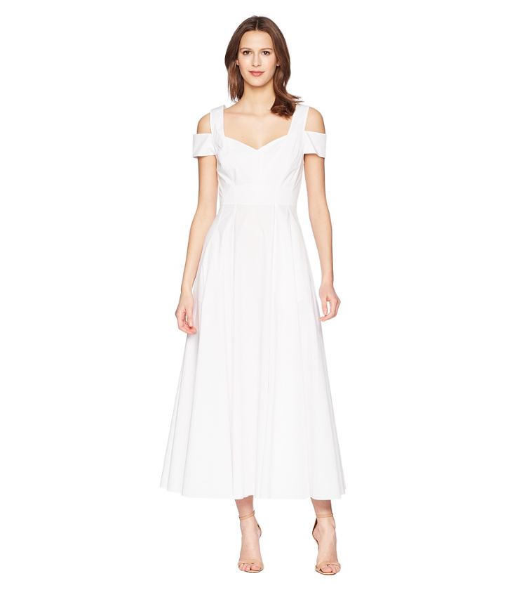 Prabal Gurung Cotton Poplin Elena Cold Shoulder A-line Dress (white) Women's Dress