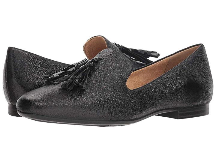Naturalizer Elly (black Sparkle Metallic Leather) Women's Flat Shoes