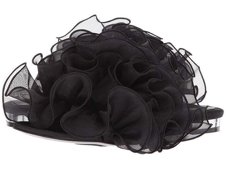 Suecomma Bonnie Chiffon Ruffle Detailed Sandals (black 1) Women's Sandals