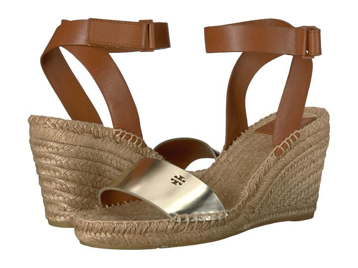 Tory Burch Bima 2 90mm Wedge Espadrille (gold/perfect Cuoio) Women's Shoes