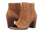 Toms Majorca Peep Toe Bootie (toffee Suede Perforated Leaf) Women's Toe Open Shoes