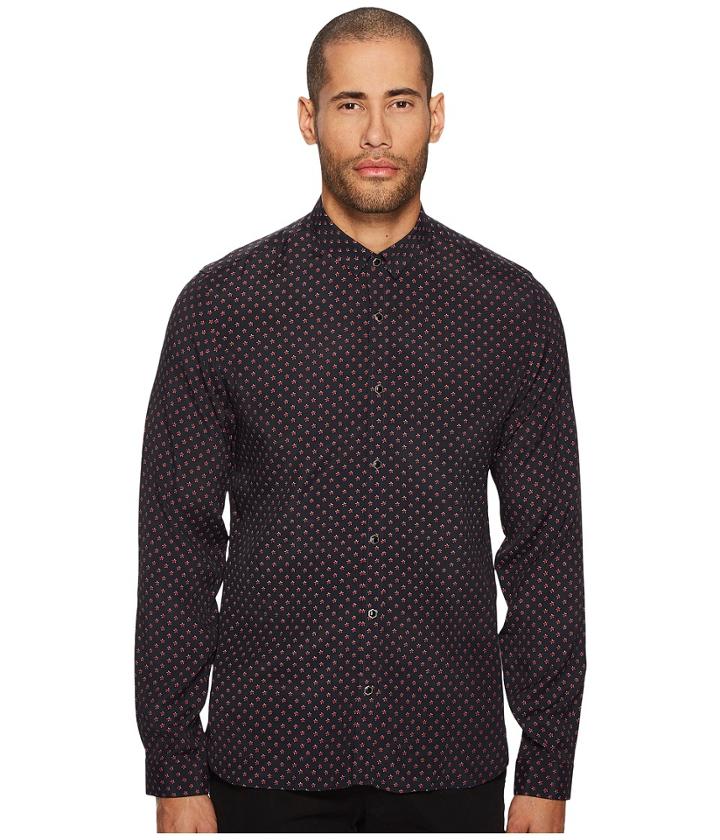 The Kooples Printed Shirt With A Classic Collar (navy) Men's Clothing