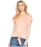 Pink Rose Tie Front Tee (lit Coral) Women's T Shirt