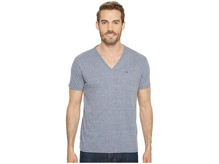 Tommy Jeans Tri-blend V-neck T-shirt (black Iris) Men's T Shirt