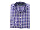 Lauren Ralph Lauren Classic Fit No-iron Plaid Cotton Dress Shirt (royal Blue/crimson Multi) Men's Long Sleeve Button Up