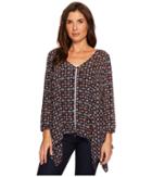 Roper 1562 Printed Polyester Long Length Tunic (blue) Women's Clothing