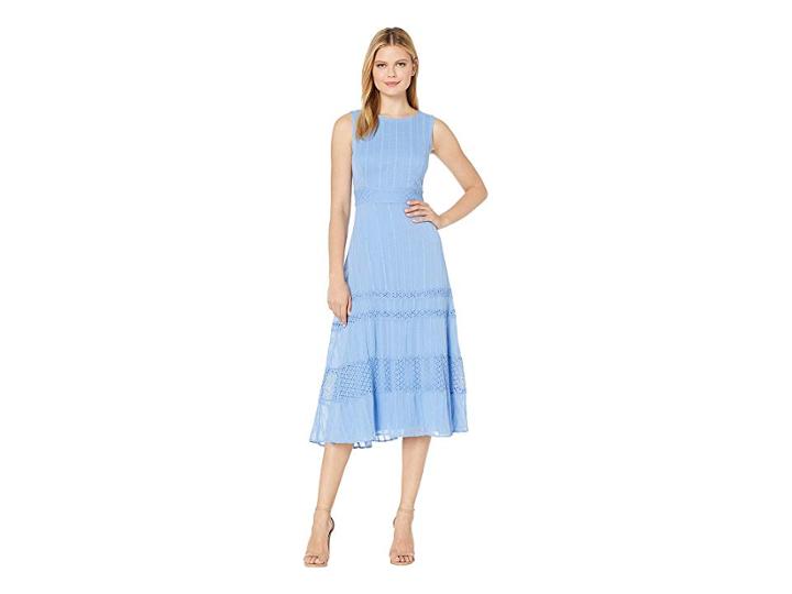 Taylor Sleeveless Embroidered Lace Midi Dress (chambray) Women's Dress
