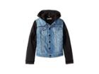 Dl1961 Kids Manning Mid Wash Denim Jacket With Black Knit Sleeves And Hood (toddler/little Kids) (woke) Girl's Coat