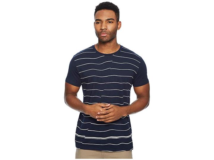 Ben Sherman Warp Breton Stripe Fashion Crew (navy) Men's Long Sleeve Pullover