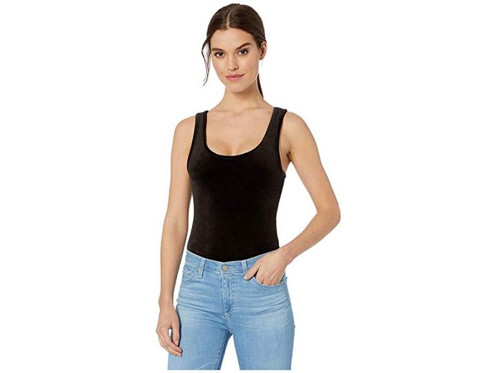Juicy Couture Stretch Velour Bodysuit (pitch Black) Women's Jumpsuit & Rompers One Piece