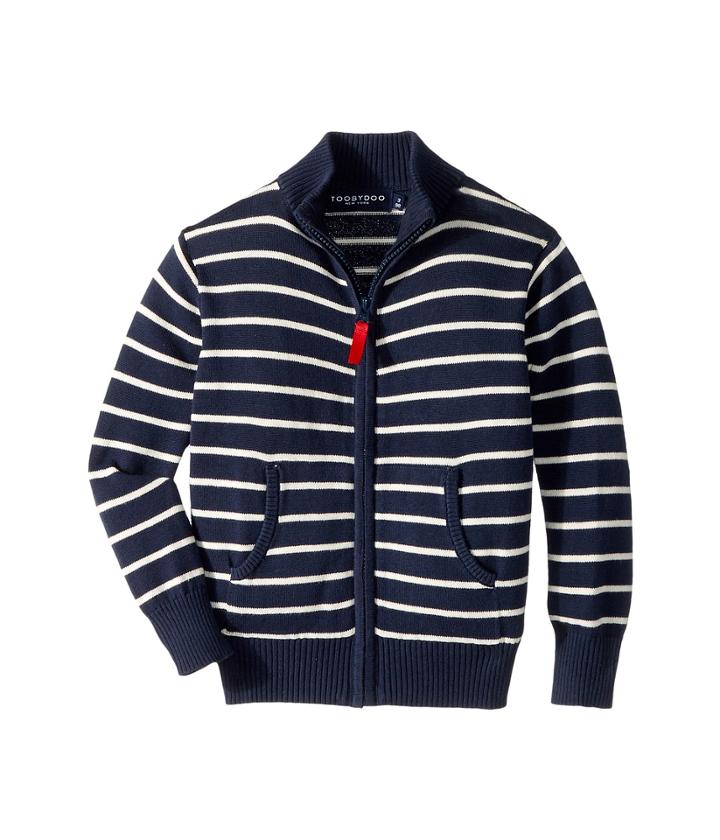 Toobydoo The Classic Stripe Zip Sweater (infant/toddler/little Kids/big Kids) (navy/white) Boy's Sweater