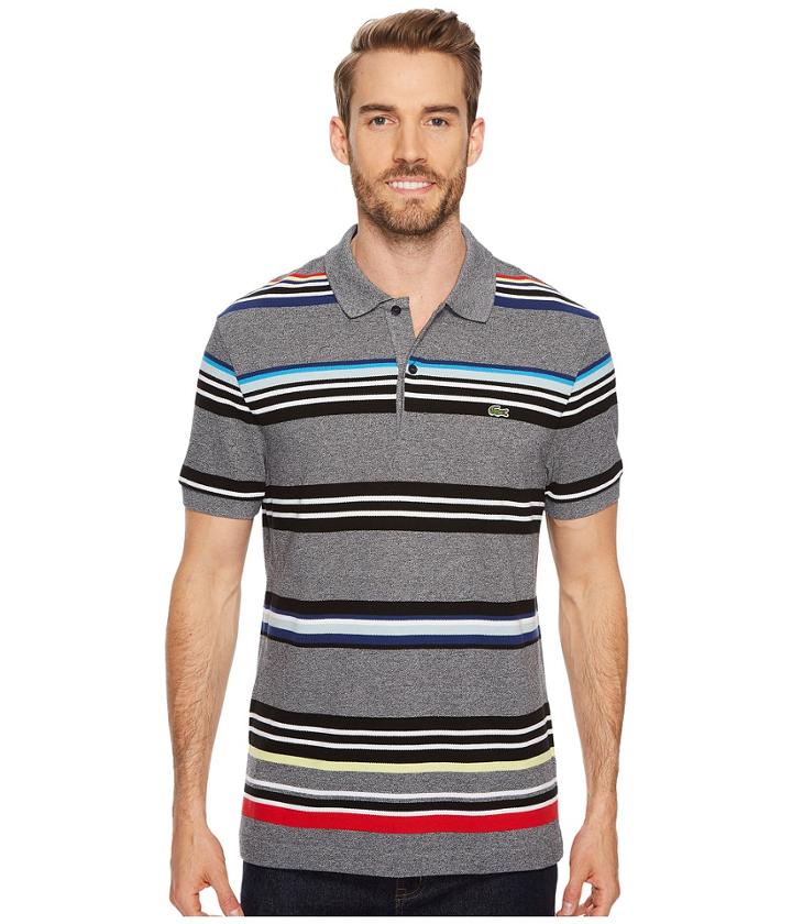 Lacoste Short Sleeve Mouline Striped Heavy Pique Jaspe Polo