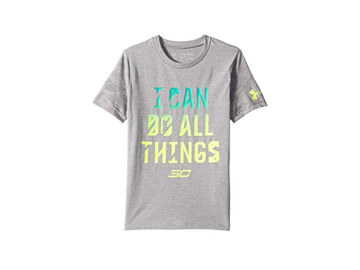 Under Armour Kids Steph Curry 30 Icdat Short Sleeve Tee (big Kids) (steel Light Heather/high-vis Yellow) Boy's T Shirt
