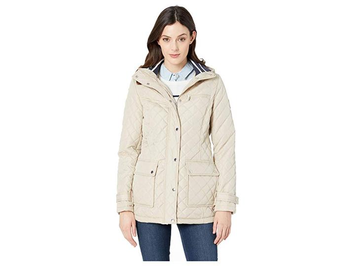 Tommy Hilfiger Quilt W/ Knit Stripe Collar (chino) Women's Clothing