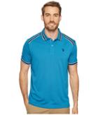 U.s. Polo Assn. Classic Fit Solid Short Sleeve Poly Pique Polo Shirt (medium Blue Heather) Men's Short Sleeve Pullover