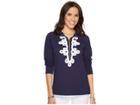 Lilly Pulitzer Upf 50+ Skipper Popover (true Navy) Women's Long Sleeve Pullover