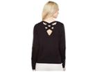 Ivanka Trump Ponte Crossback And Mesh Long Sleeve Pullover (black/black) Women's Long Sleeve Pullover