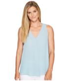Vince Camuto Sleeveless V-neck Drape Front Blouse (aqua Sphere) Women's Blouse