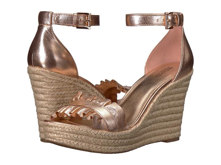 Michael Michael Kors Bella Wedge Sandal (soft Pink Metallic Nappa) Women's Wedge Shoes