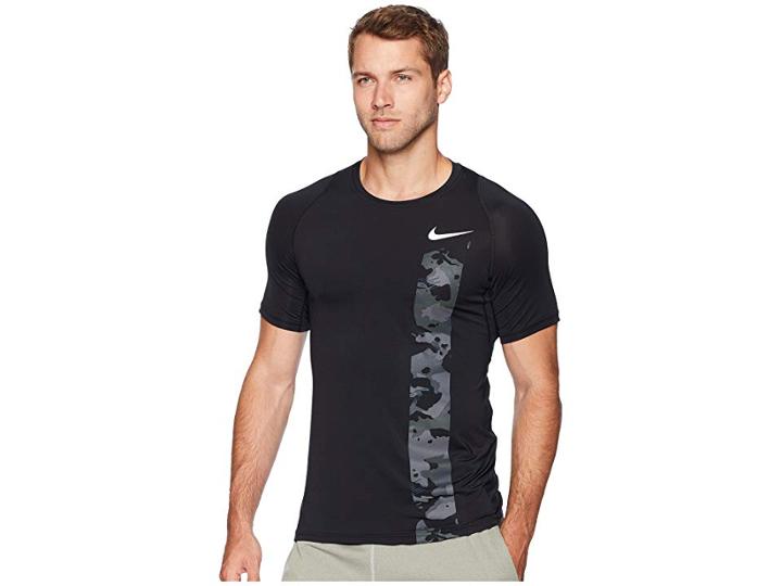 Nike Pro Top Short Sleeve Fitted 2l Camo (black/white) Men's Clothing