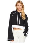 Juicy Couture Track Fleece Cropped Pullover (pitch Black) Women's Fleece
