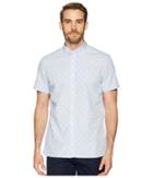 Calvin Klein Dot Dobby Button Down Shirt (clear Sky) Men's Clothing