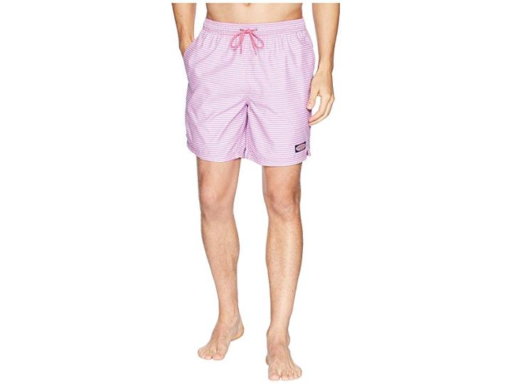 Vineyard Vines Stiles Point Stripe Chappy Swim Trunks (daiquiri) Men's Swimwear