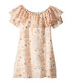 Chloe Kids Flower Print Ruffle Dress (big Kids) (rose Khaki) Girl's Dress