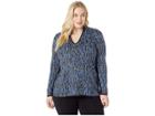 Nic+zoe Plus Size Heavenly Split Top (blue Opal) Women's Clothing