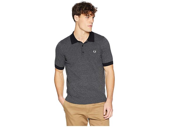 Fred Perry Contrast Trim Knitted Shirt (black Twist) Men's Clothing