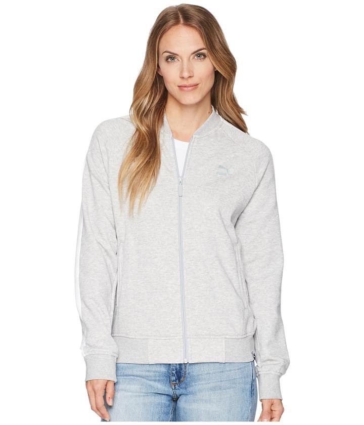 Puma Classics Logo T7 Track Jacket (light Gray Heather) Women's Coat