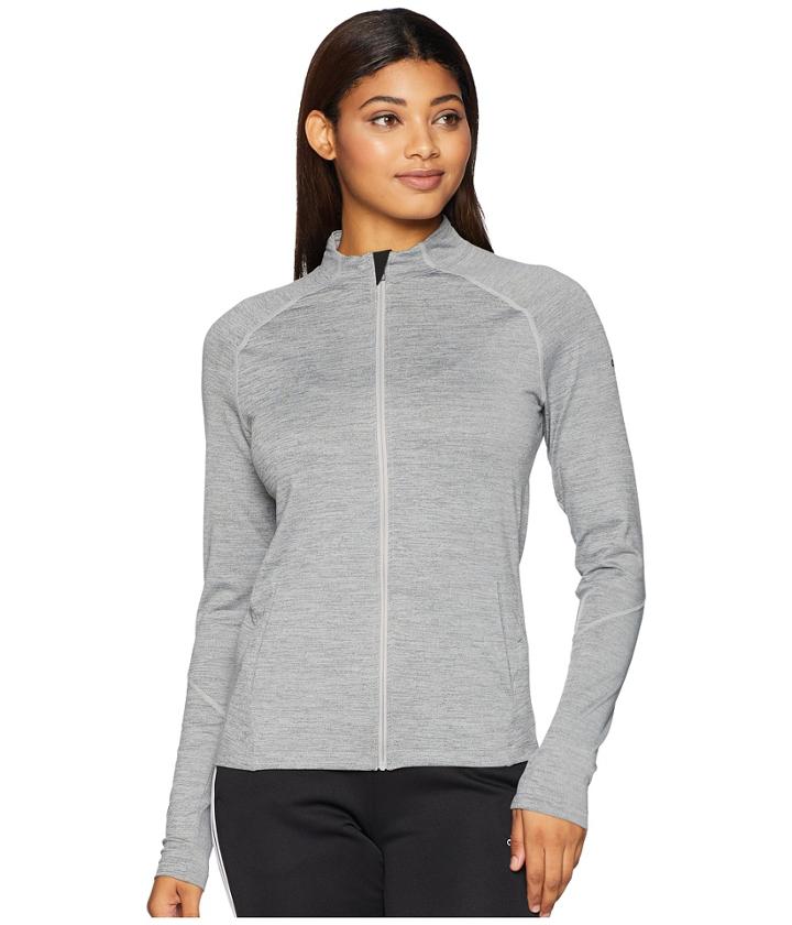 Adidas Full Zip Track Jacket (mgh Solid Grey/colored Heather) Women's Coat