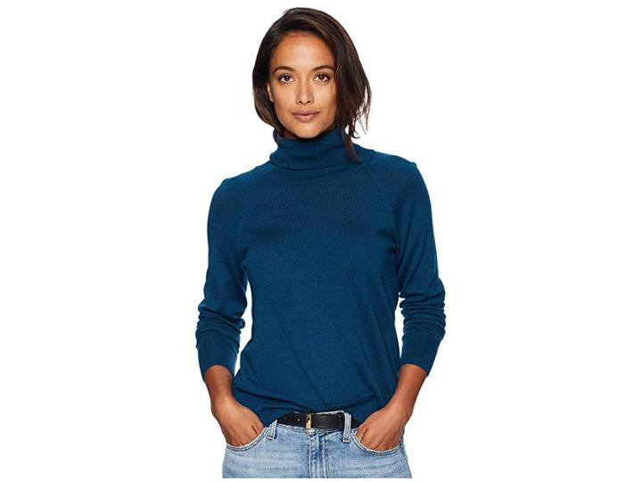 Pendleton Merino Ribneck Turtleneck (blue Wing Teal Heather) Women's Clothing