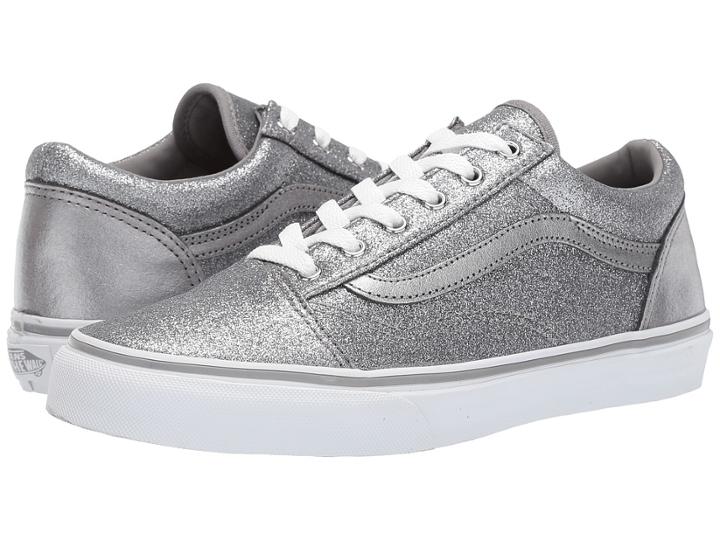 Vans Kids Old Skool (little Kid/big Kid) ((glitter + Metallic) Frost Gray) Girl's Shoes