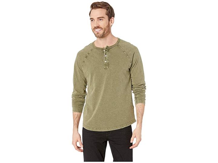 Lucky Brand Long Sleeve Henley Tee (ivy Green) Men's T Shirt