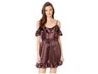 Jack By Bb Dakota Got To Be Real Textured Satin Ruffle Off Shoulder Dress (dark Fig) Women's Dress