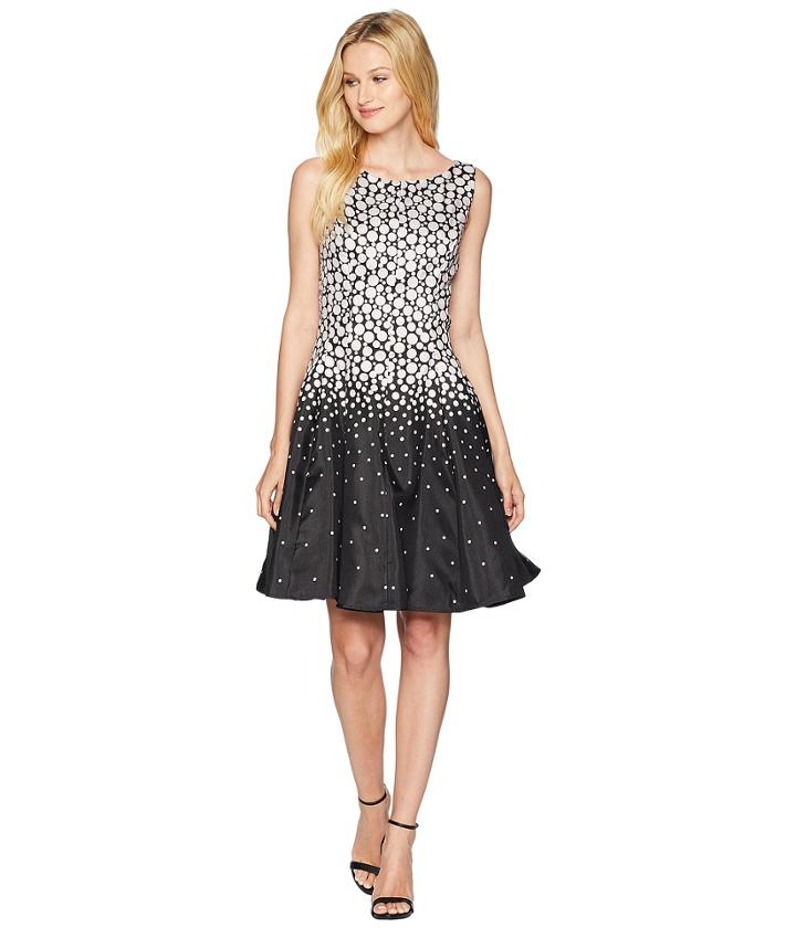 Gabby Skye Shantung Seam Down Fit-and-flare Dress (black/blush) Women's Dress