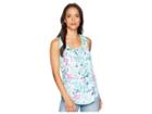 Joules Iris Jersey Woven Mix Sleeveless Top (bright White Secret Garden) Women's Sleeveless