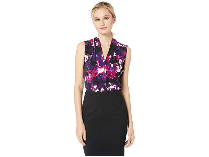 Calvin Klein Printed V-neck Cami (night Multi) Women's Sleeveless